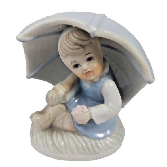 Duncan Royale Girl with Umbrella 4.5 inch Ceramic Porcelain Figurine Vintage - Picture 2 of 7